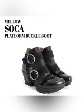 Fluevog EXCELLENT Mellow Soca black leather platform buckle boot -10 (fits 9.5)
